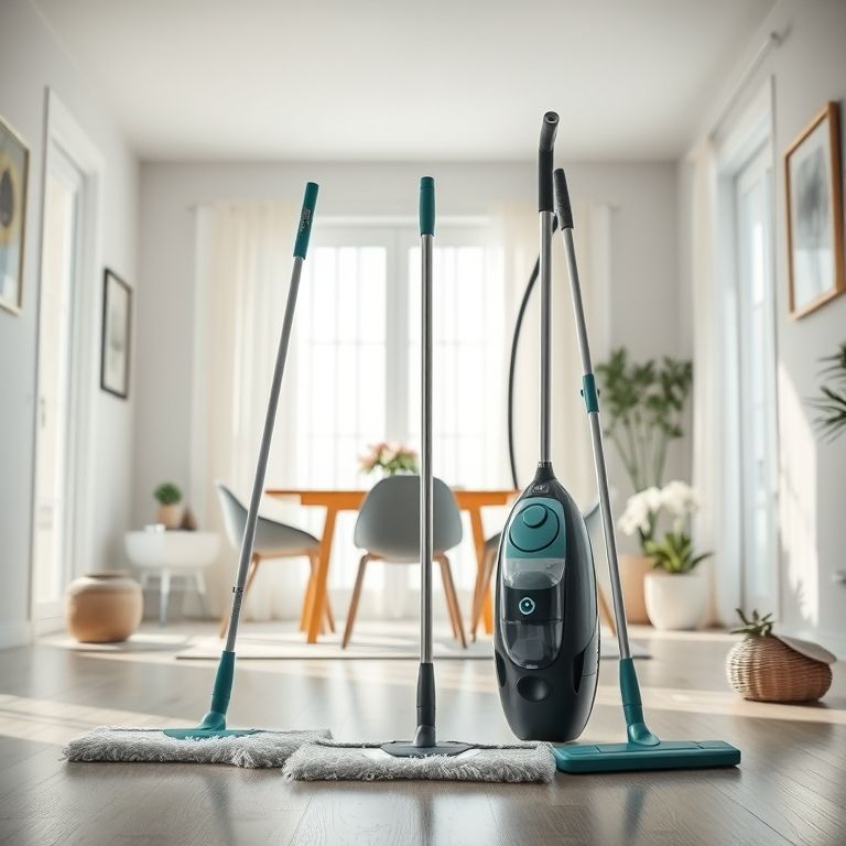 Acessórios de limpeza eficientes em casa moderna.