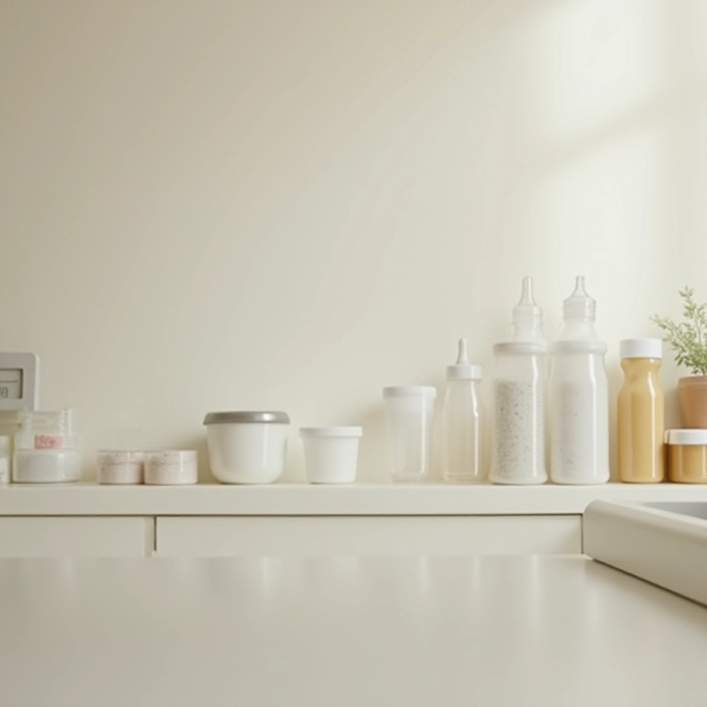 Cozinha adaptada para as novas necessidades do bebê.