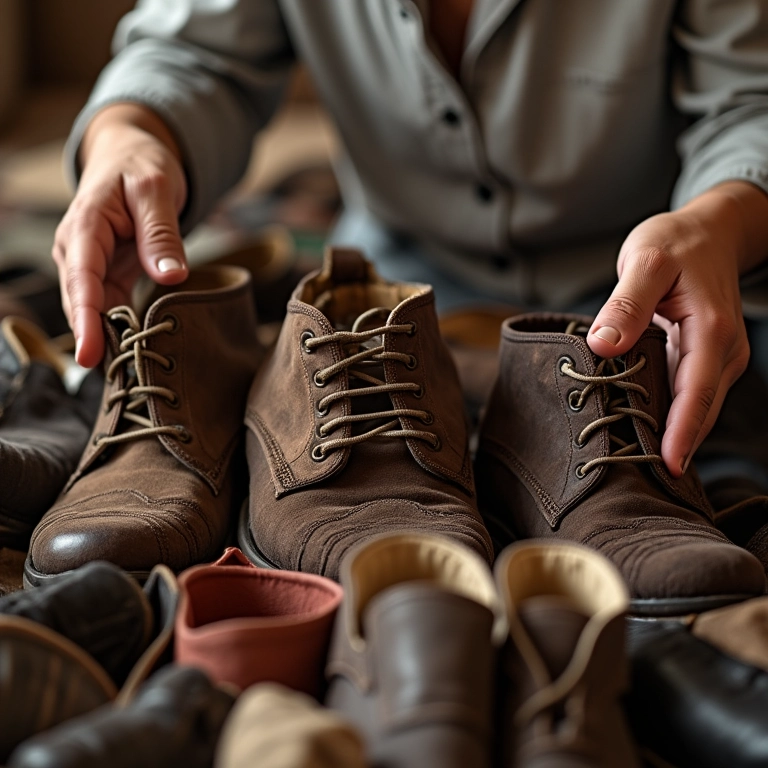 Descarte correto de sapatos.