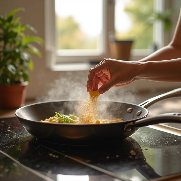 Detergente YVY Maçã e Calêndula sendo usado em panela queimada.