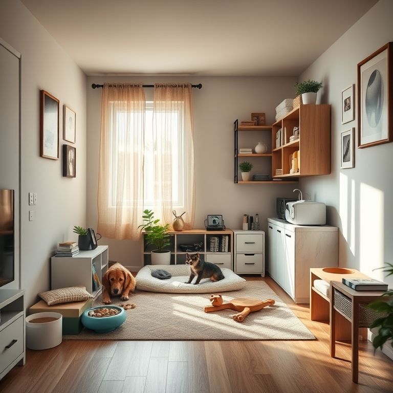 Espaço exclusivo para o pet com caminha e brinquedos.