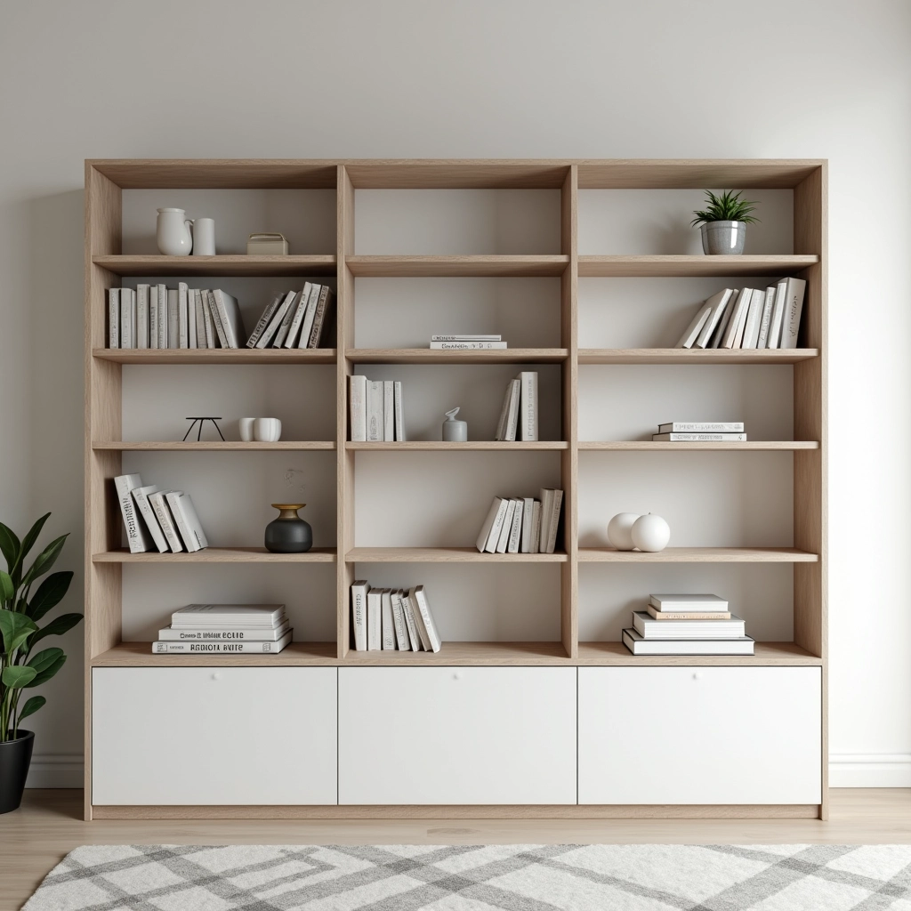 Deixe espaços vazios para um visual clean e moderno. Espaços vazios em uma estante de livros para um visual clean.