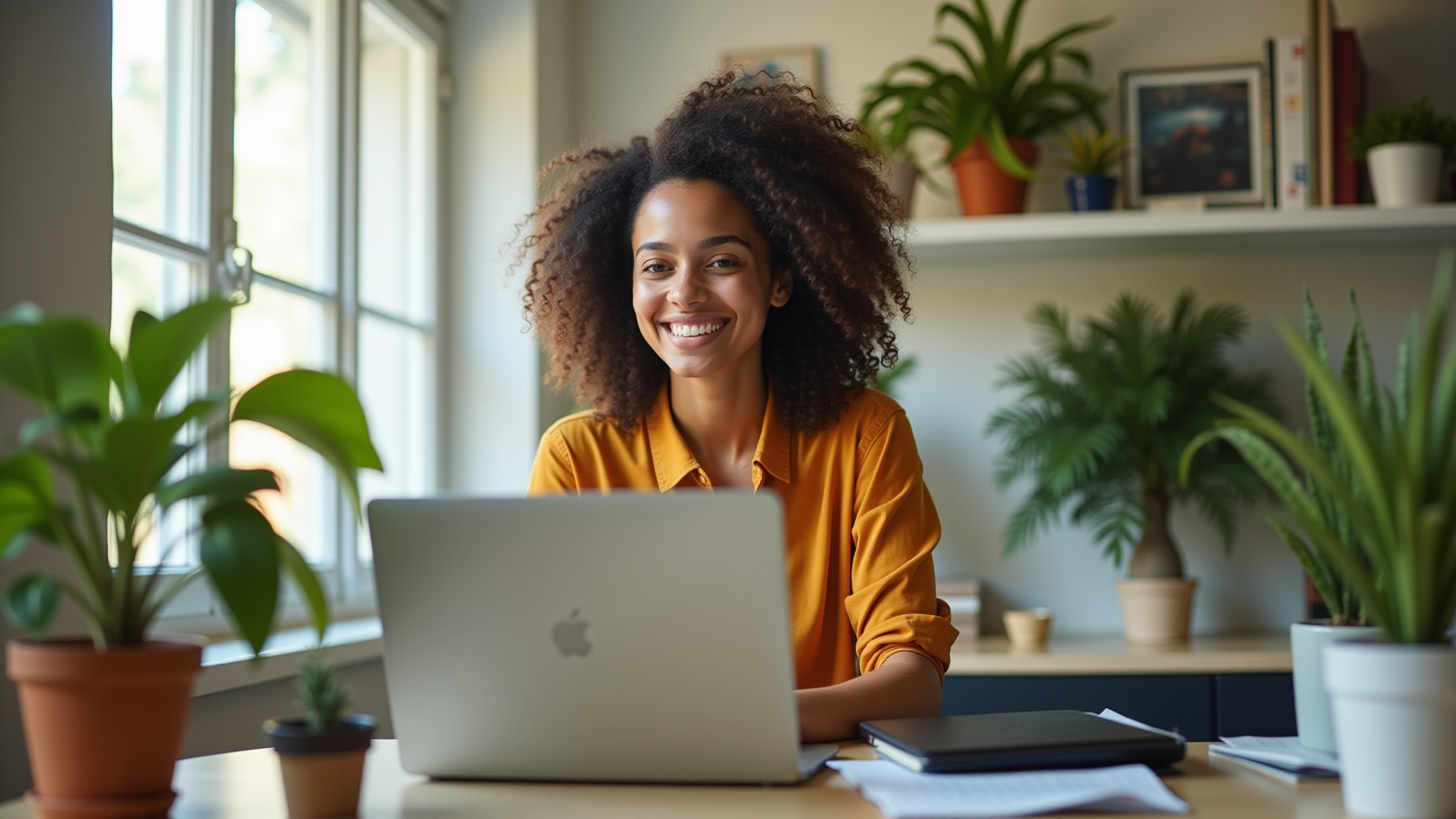Home office pequeno e bem organizado com design minimalista.