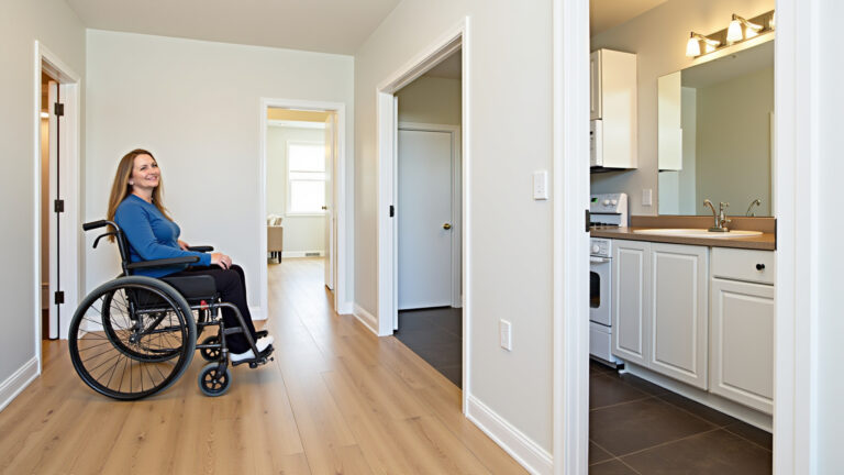 Apartamento adaptado para acessibilidade com design vibrante e inclusivo.