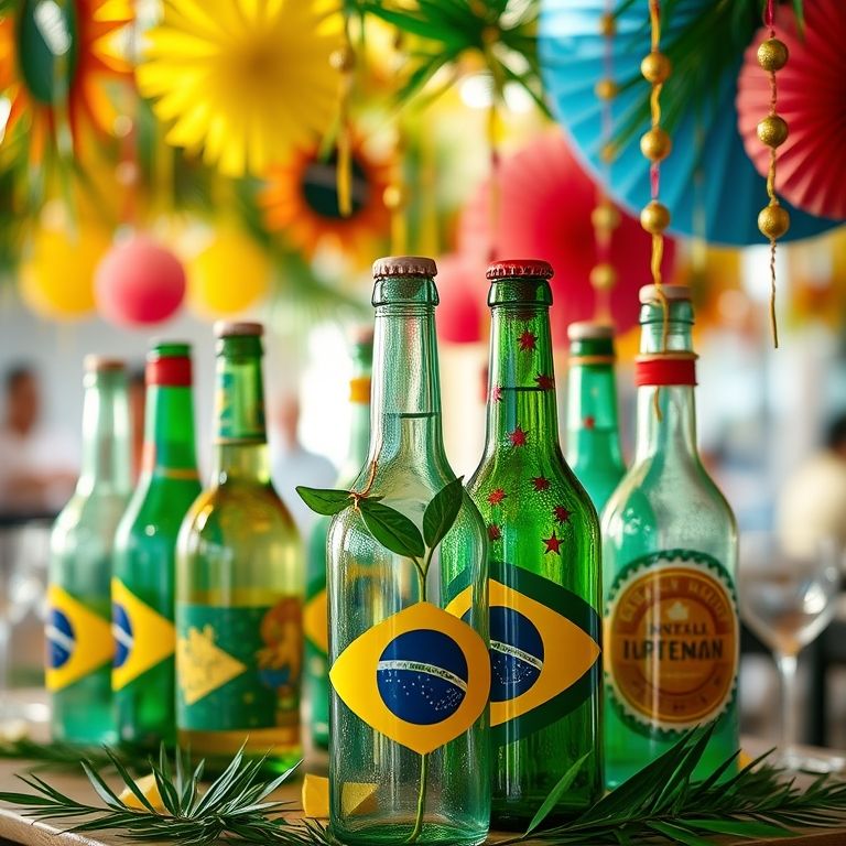 Garrafas decoradas em uma festa.