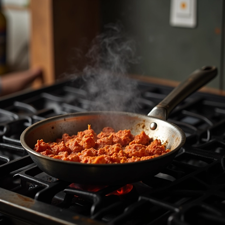 Limpando panela de alumínio queimada em cozinha simples.