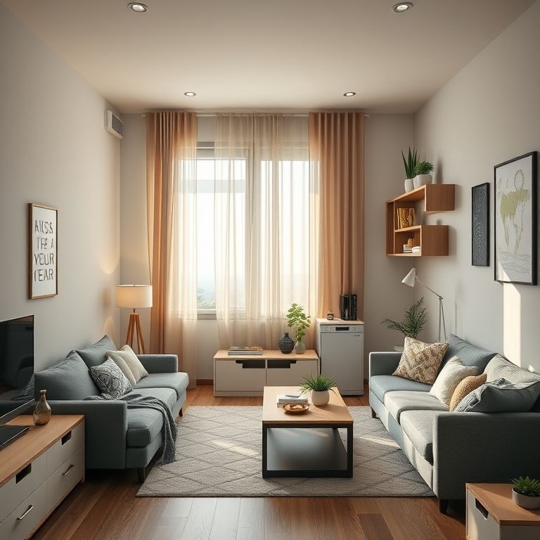 Móveis multifuncionais otimizando o espaço em um apartamento.