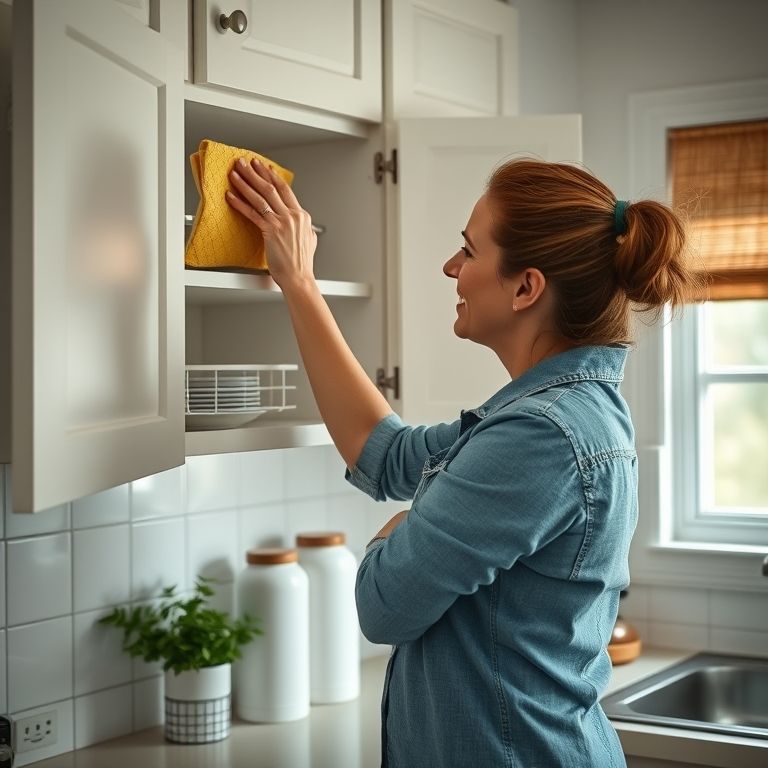 Mulher fazendo a manutenção da organização do armário.