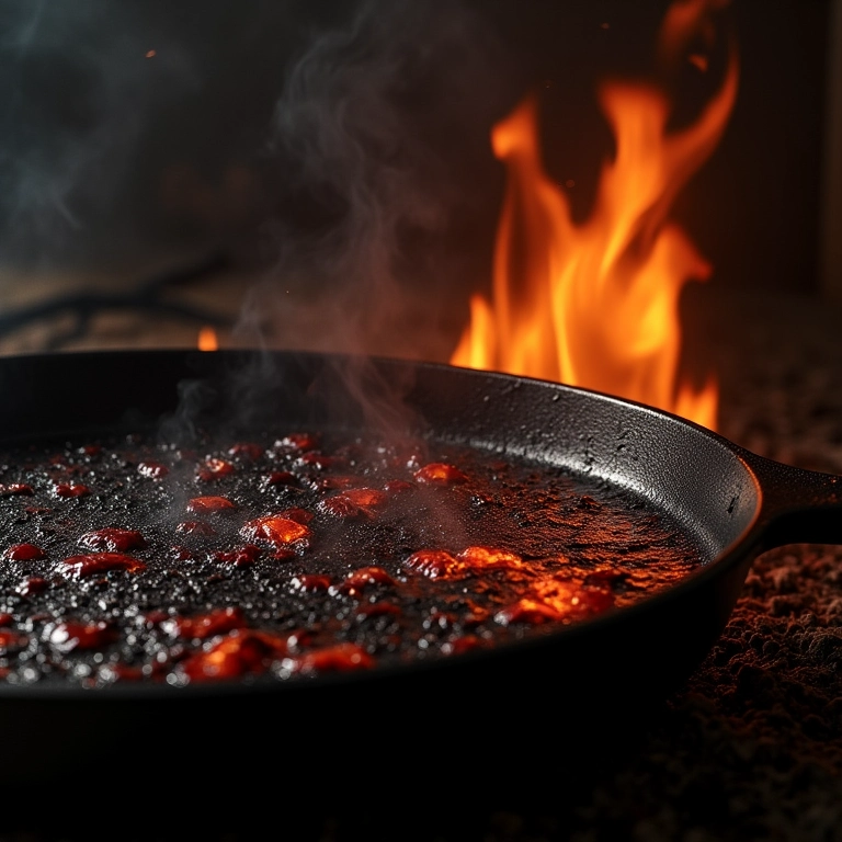 Panela muito queimada com resíduos pesados.