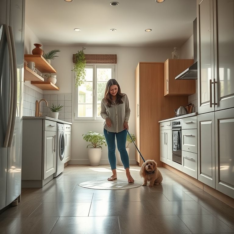 Piso fácil de limpar em casa com pet.