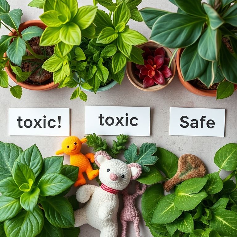 Plantas tóxicas para pets separadas de brinquedos.
