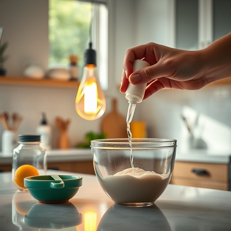 Preparando a cola para luminária de barbante.