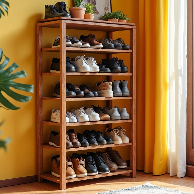 Sapateira vertical modular em casa brasileira.