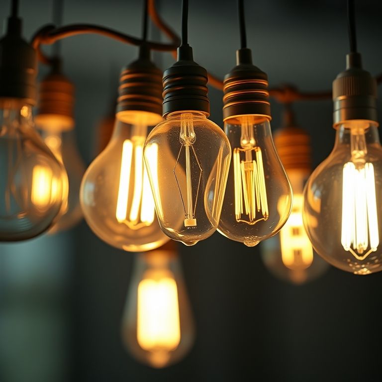 Tipos de lâmpada para luminária de barbante.