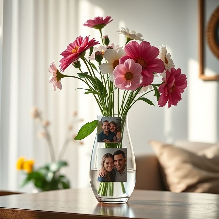 Vaso com fotos e imagens personalizadas.