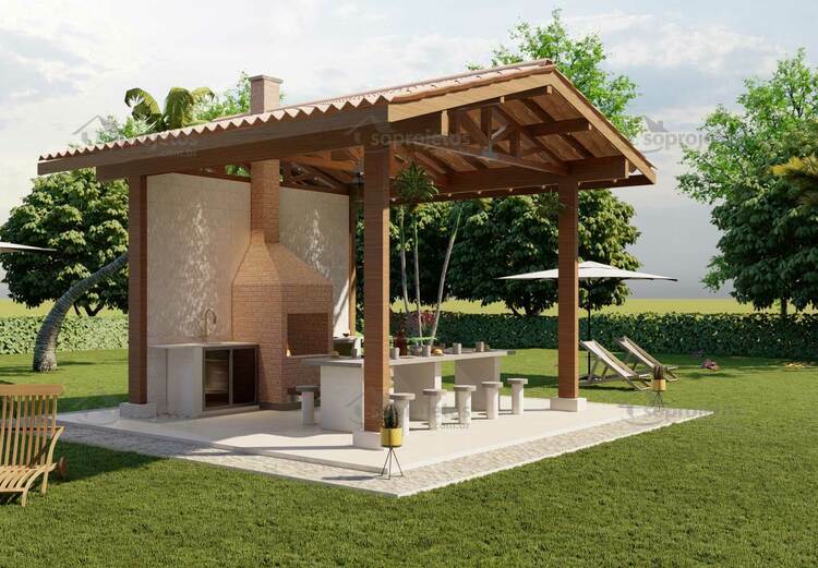 Quiosque Com Churrasqueira Projetos ...