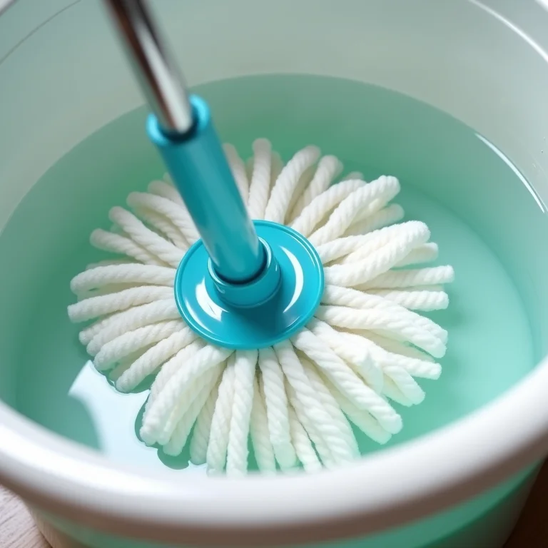 Água quente e detergente neutro para limpeza básica do rodo mágico.