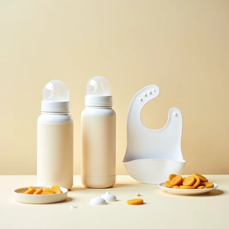 Alimentos e utensílios para alimentação de bebê organizados