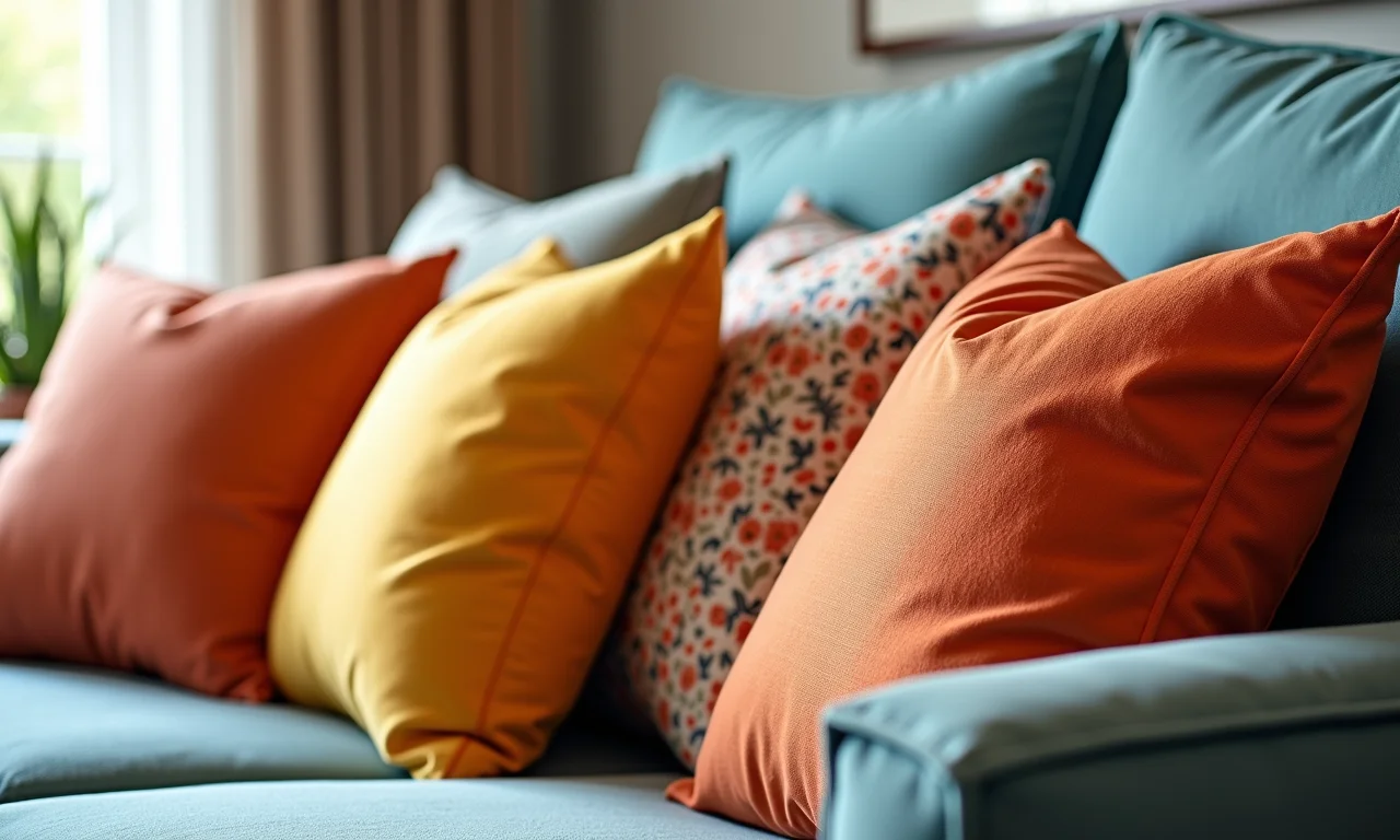 Almofadas coloridas demonstrando a psicologia das cores.
