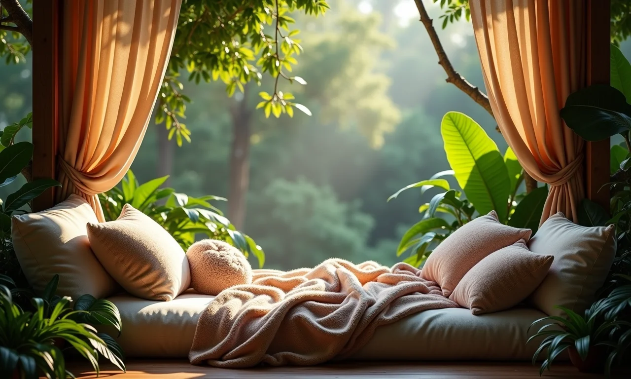 Almofadas confortáveis e mantas macias.