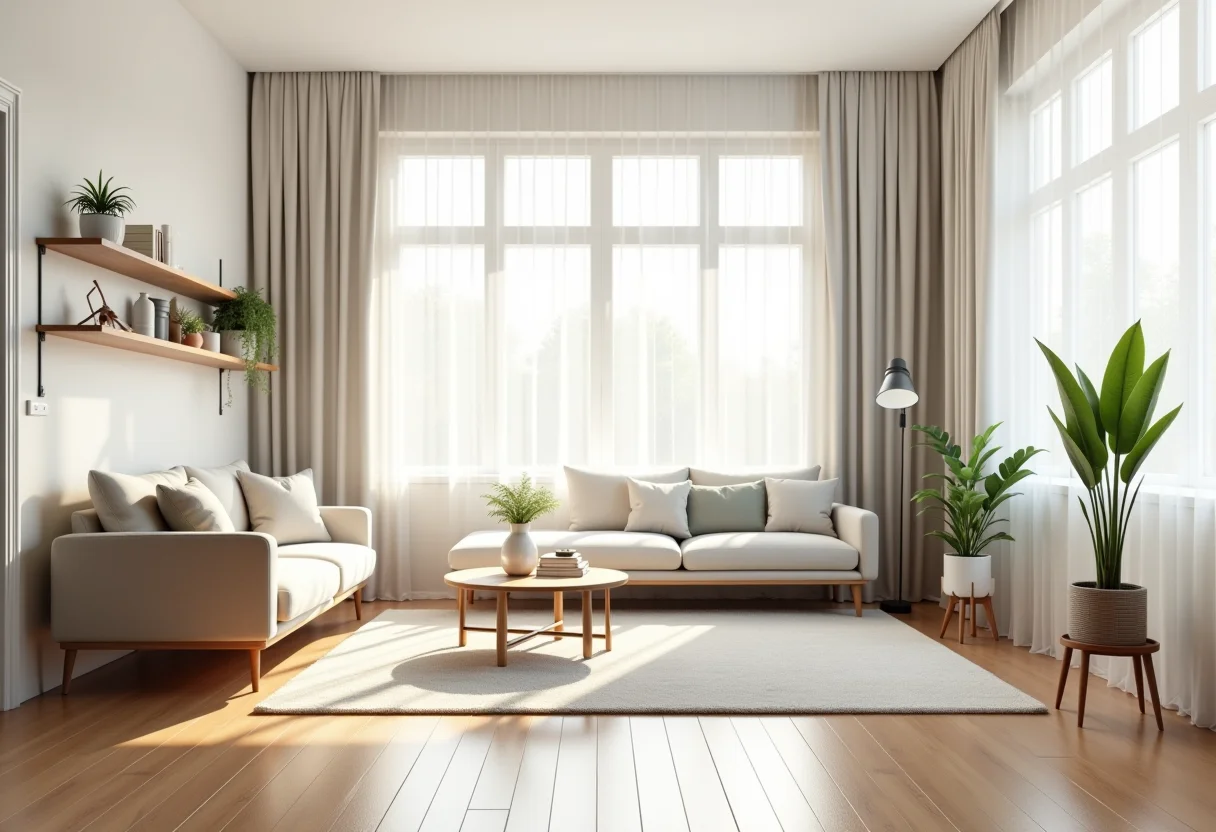 Apartamento moderno com móveis multifuncionais.