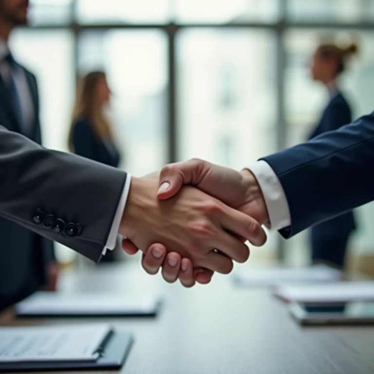 Aperto de mão simbolizando um acordo em um debate.