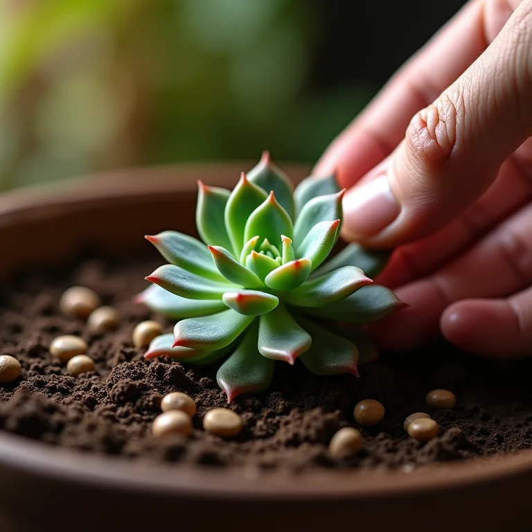 Aplicação de adubo balanceado para suculentas.