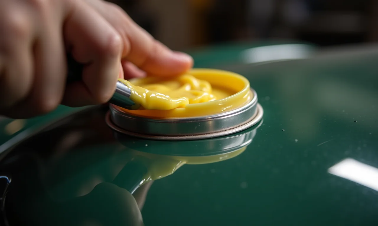 Aplicação de cera para proteger a pátina.