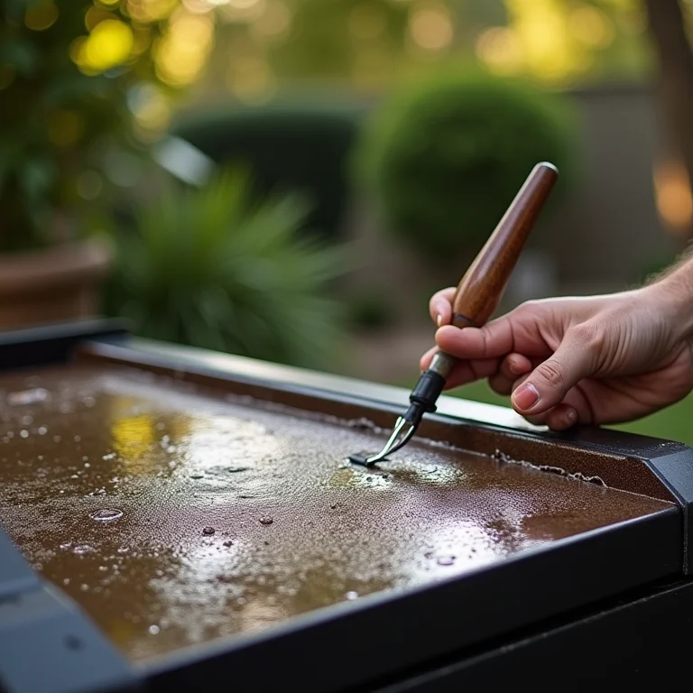 Aplicação de revestimento protetor na pintura da churrasqueira.
