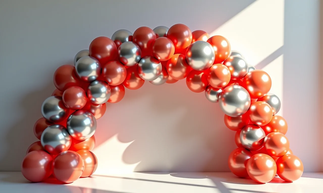 Arco de balões cromados desconstruído.