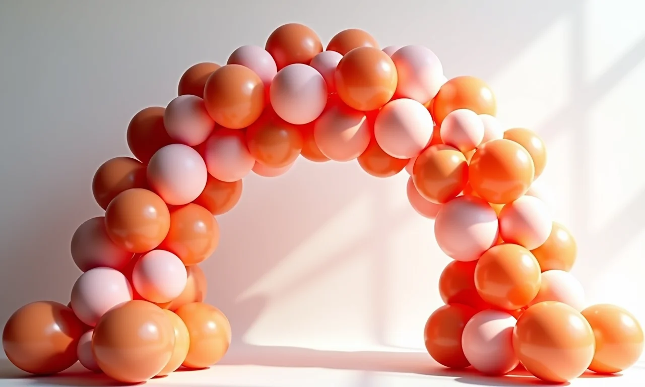 Arco de balões desconstruído com tamanhos variados.