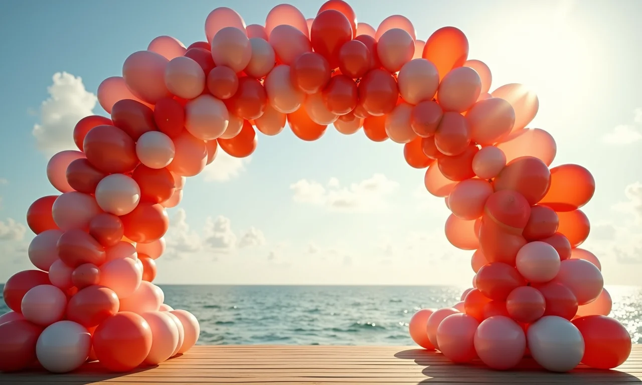 Arco de balões desconstruído com tecido.