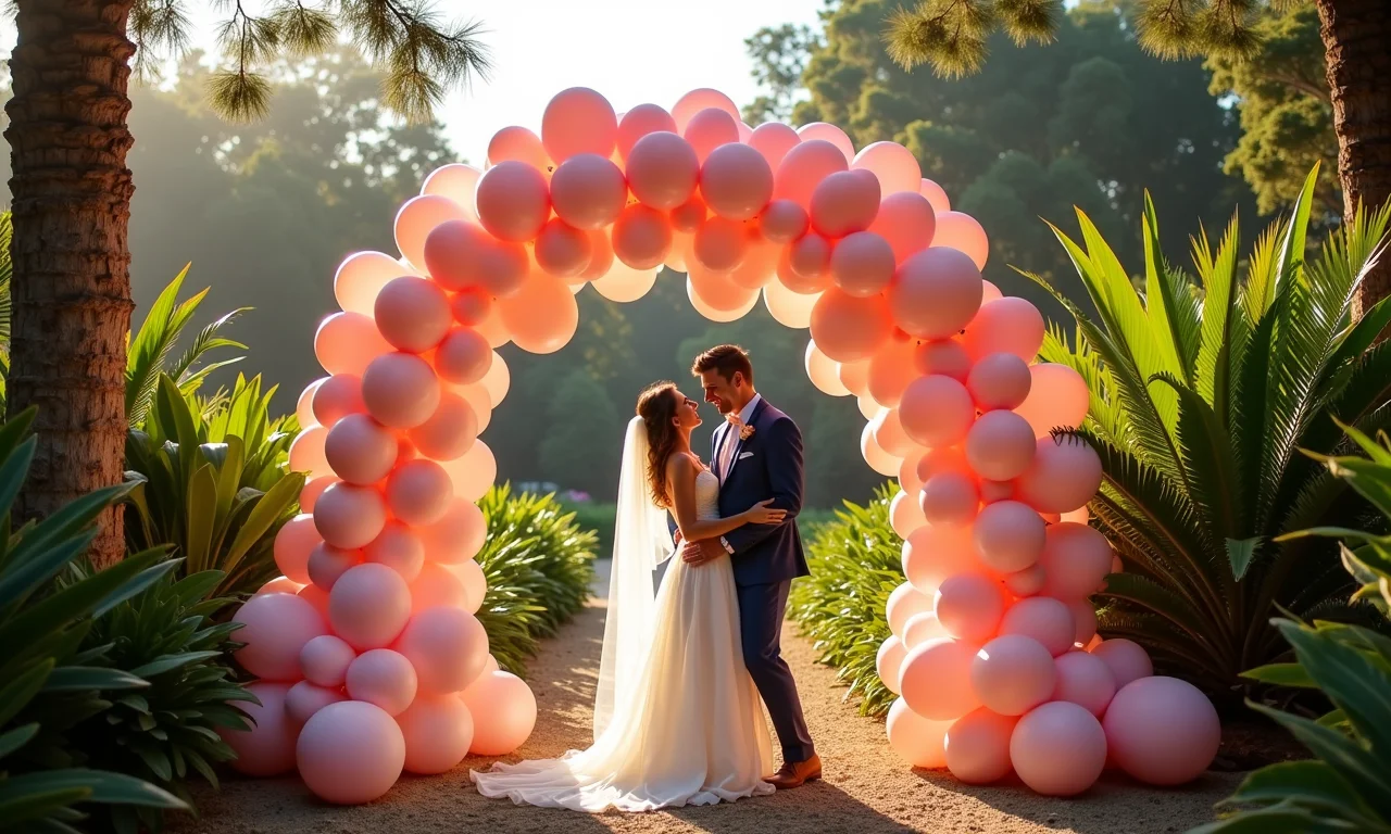 Arco de balões desconstruído para casamento.