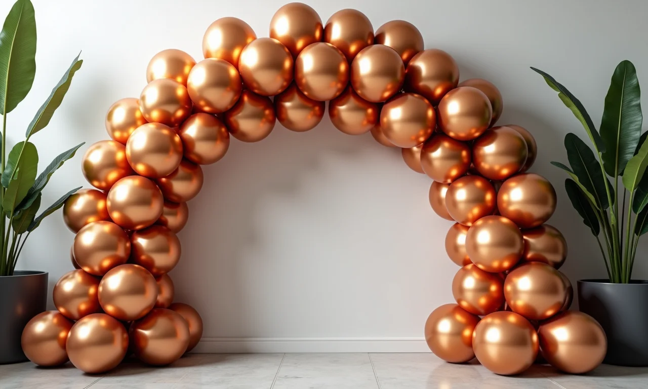 Arco de balões metalizados desconstruído.