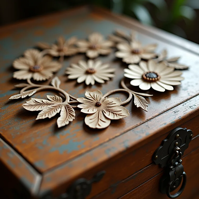 Arte de decoupage em baú de madeira.