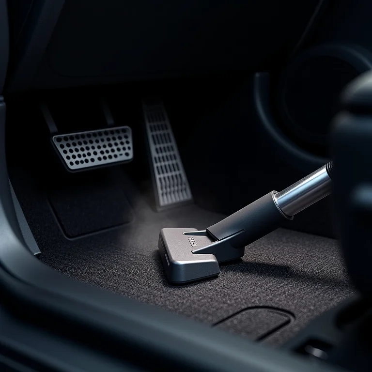 Aspirador de pó removendo sujeira de tapetes de carro