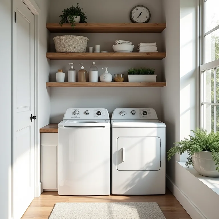 Avaliação do espaço disponível na lavanderia.