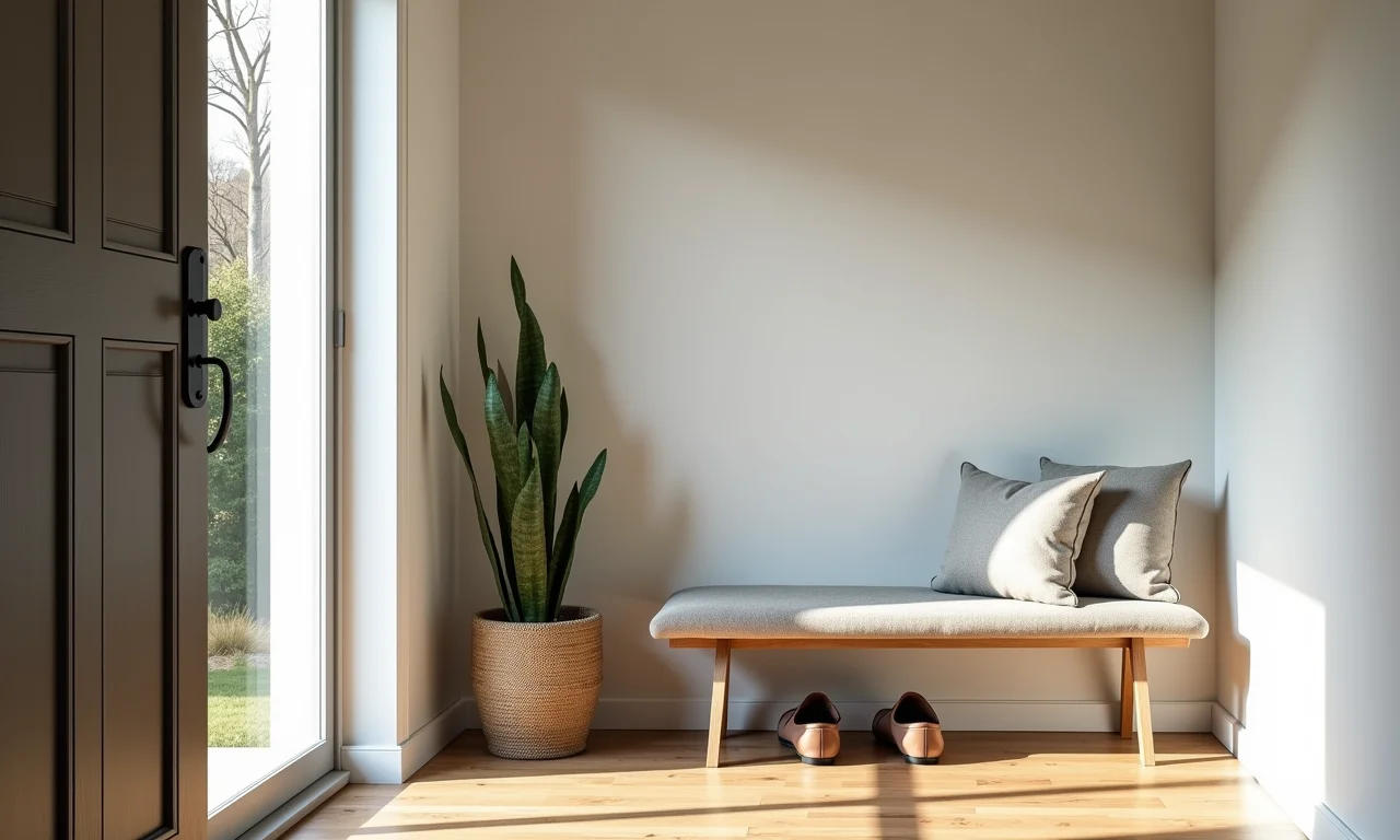 Banco ou banquinho na entrada da casa.