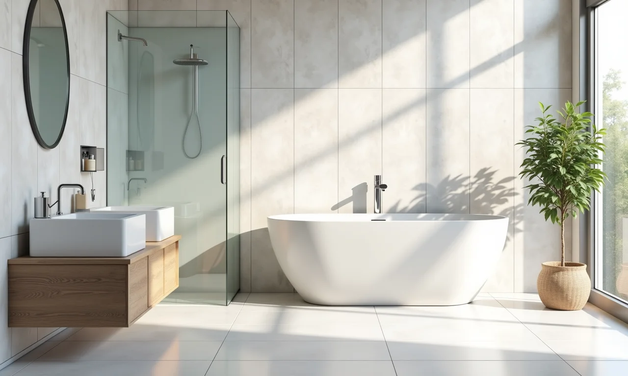 Banheiro transformado com pastilhas adesivas.