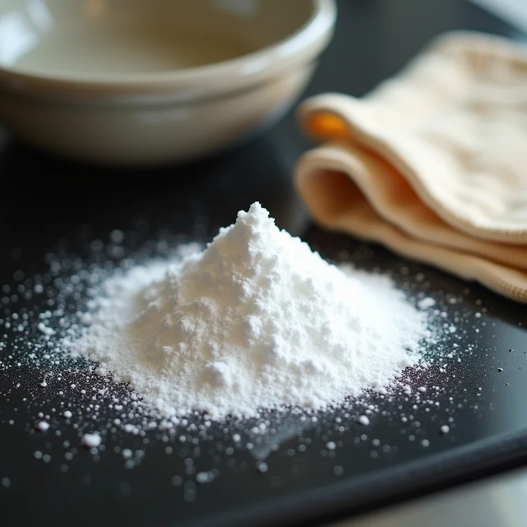 Bicarbonato de sódio e pano úmido.