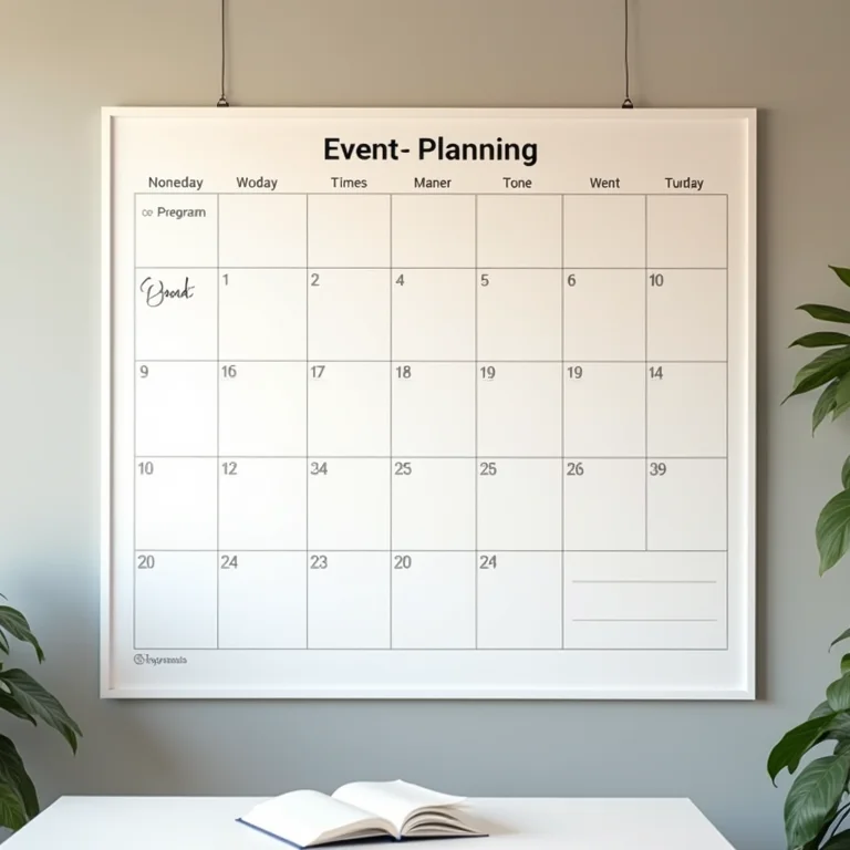 Calendário de parede com datas e prazos importantes para planejamento de eventos
