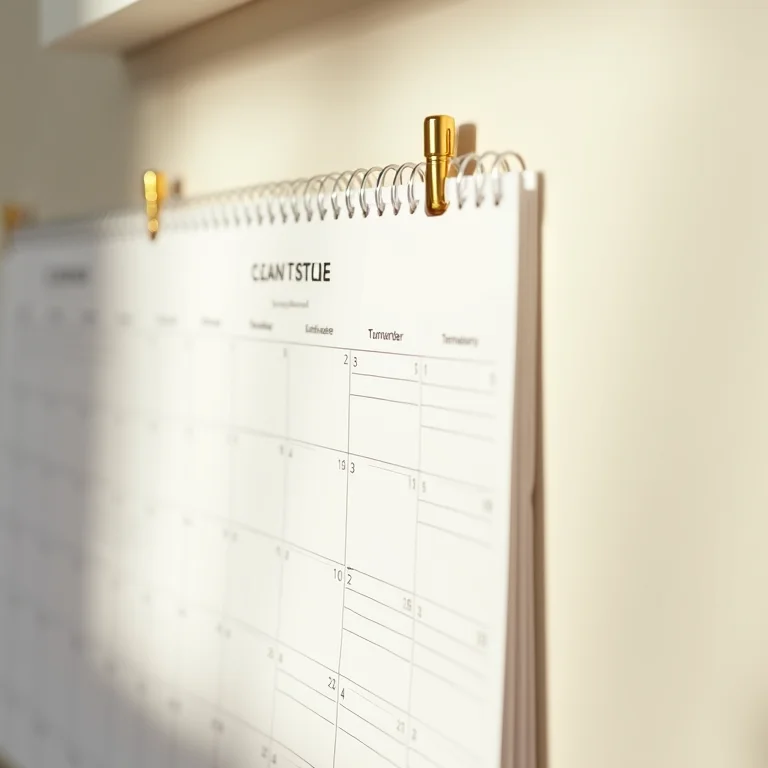 Calendário mostrando um cronograma de tarefas de limpeza.