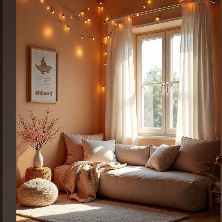 Cantinho de leitura aconchegante para crianças