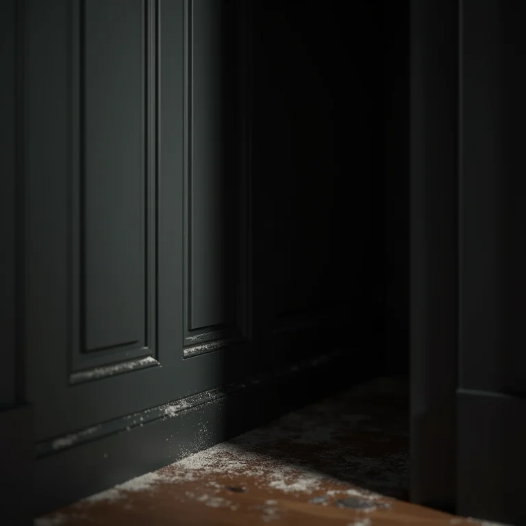 Canto úmido e escuro do guarda-roupa, mostrando a falta de ventilação.