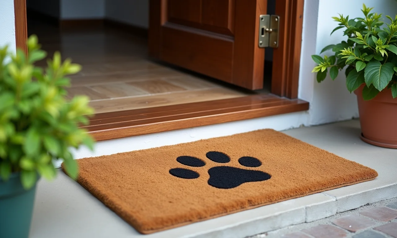 Capacho com estampa de patinhas para amantes de animais.