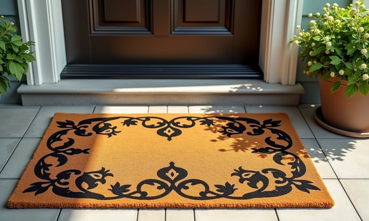 Capacho com flores e folhas para uma entrada charmosa.