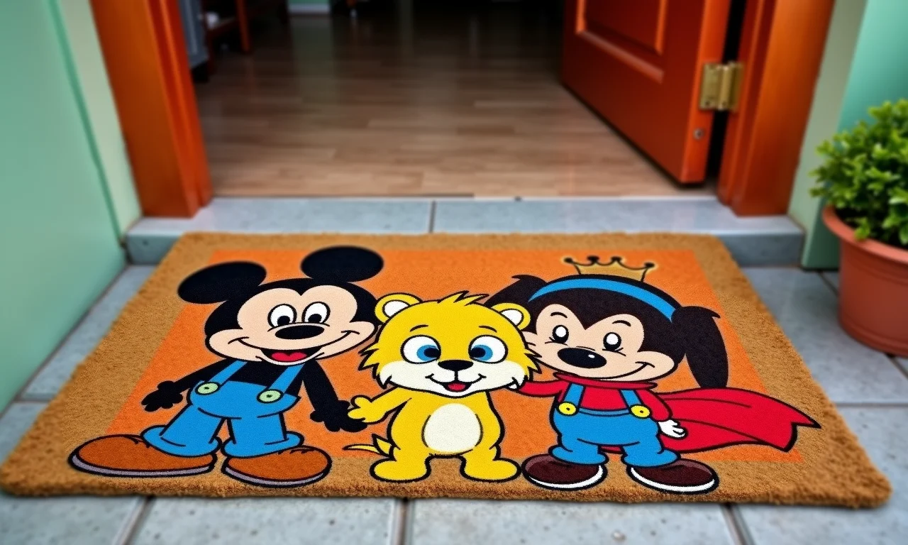 Capacho com personagens favoritos para um toque divertido.