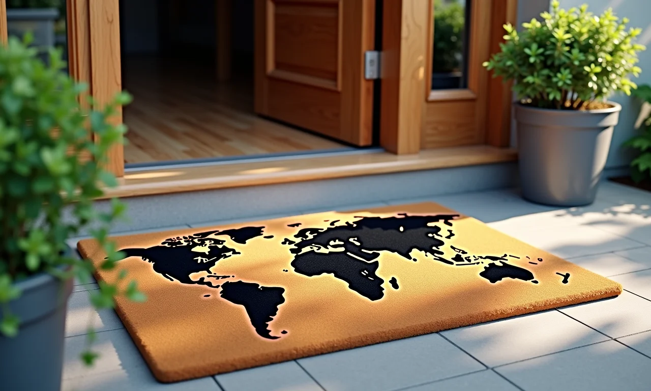 Capacho com tema de viagem para os aventureiros.