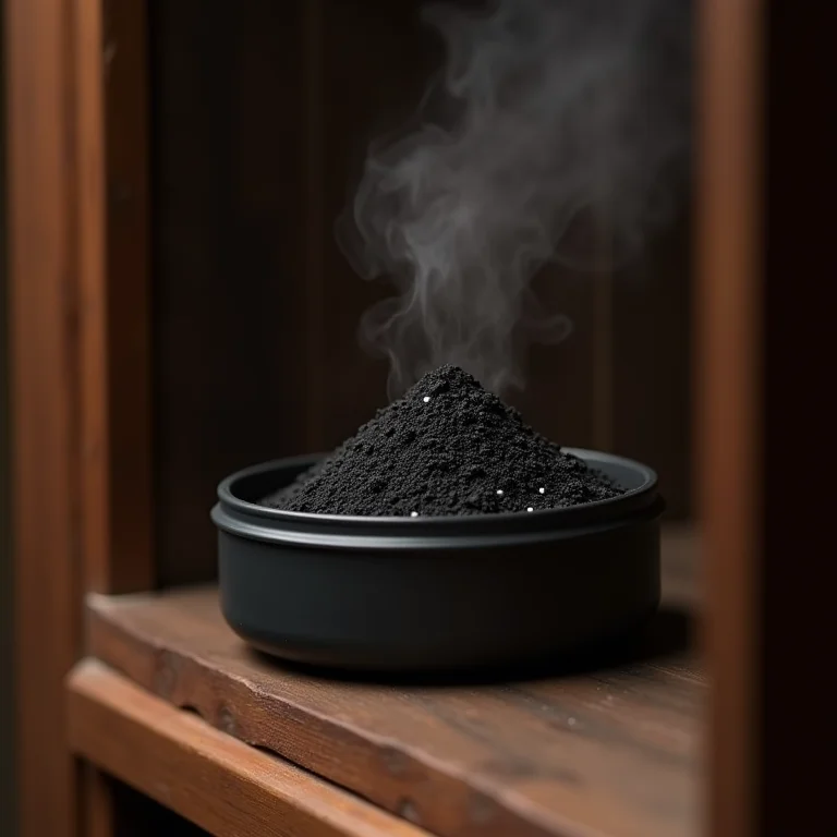 Carvão ativado dentro do guarda-roupa para absorver umidade e odores.