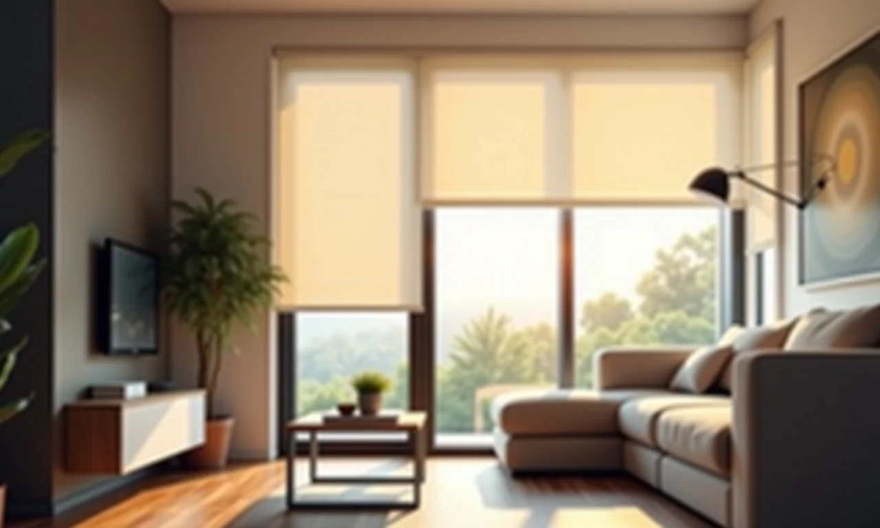 Casa inteligente com persianas rolô automatizadas.